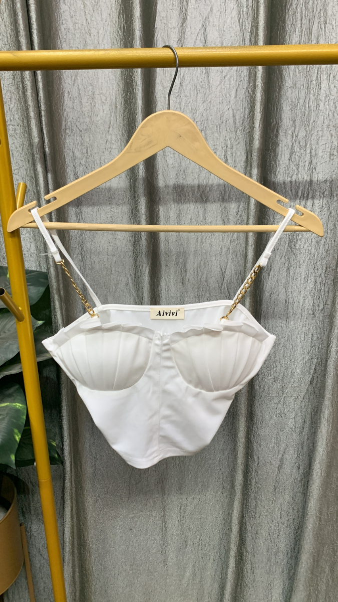 Chain Strap Corset Crop Top FC2522