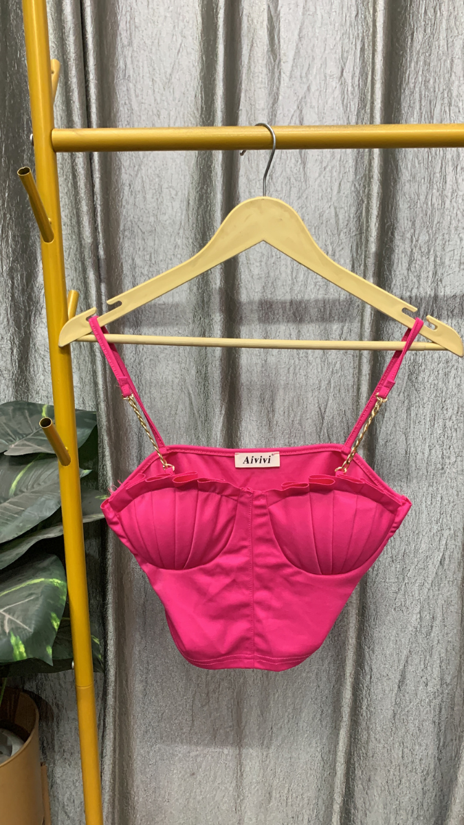 Chain Strap Corset Crop Top FC2522