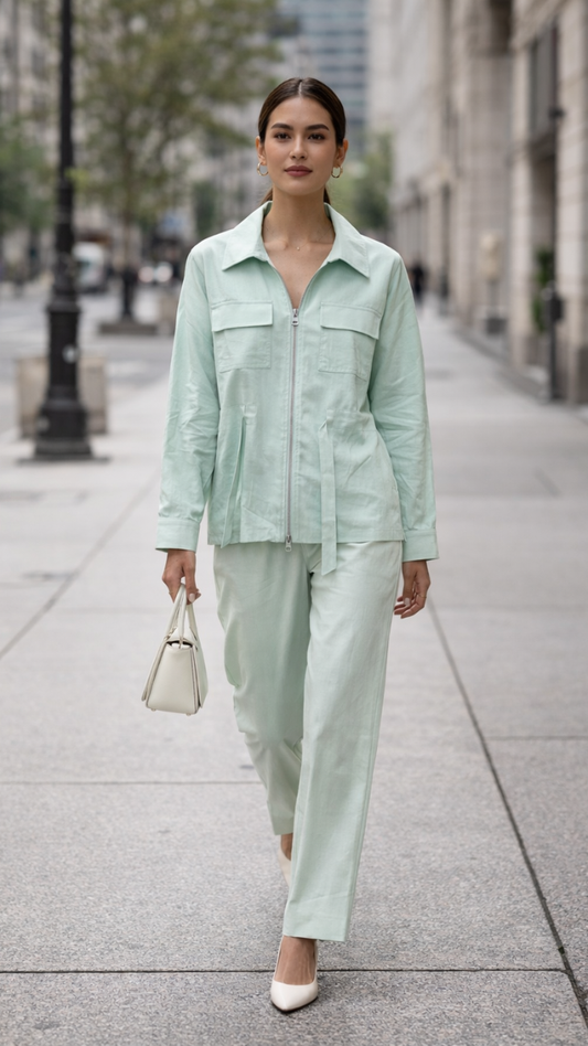 Chained Front Full Sleeve Top With Pant Coord Set FC2280