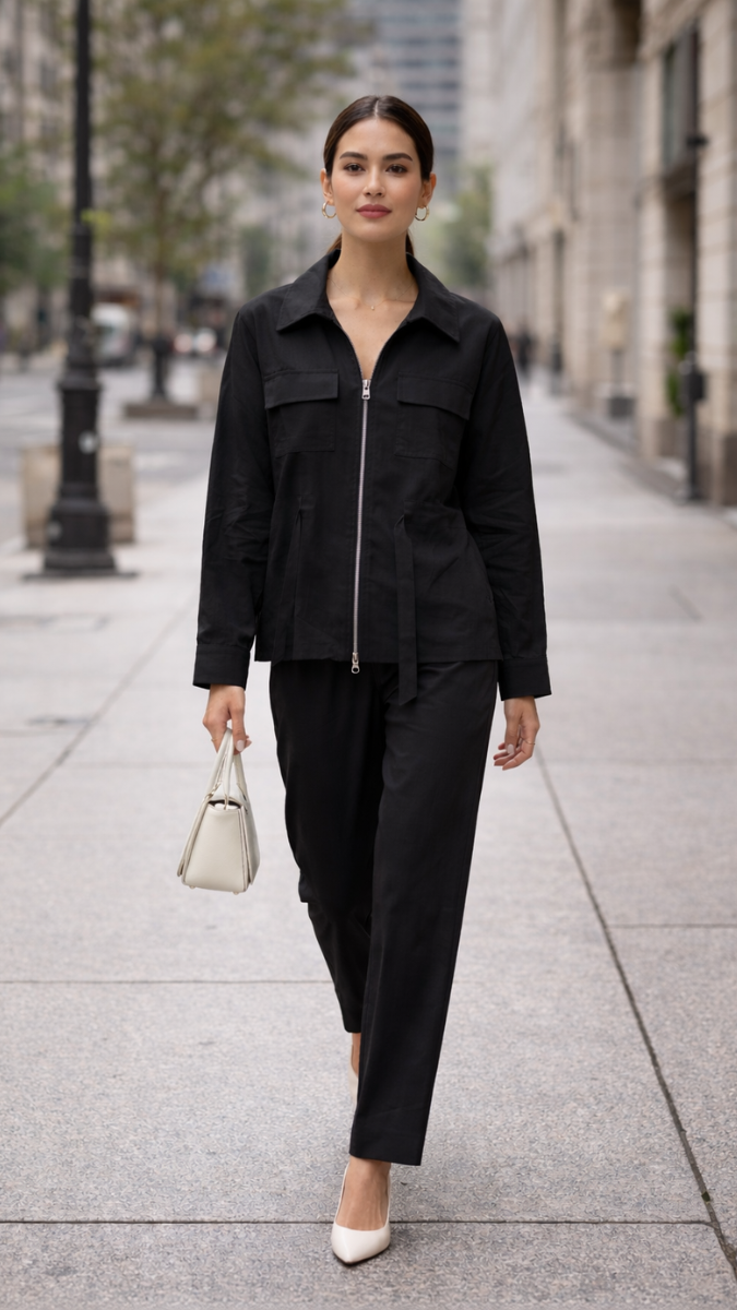 Chained Front Full Sleeve Top With Pant Coord Set FC2280