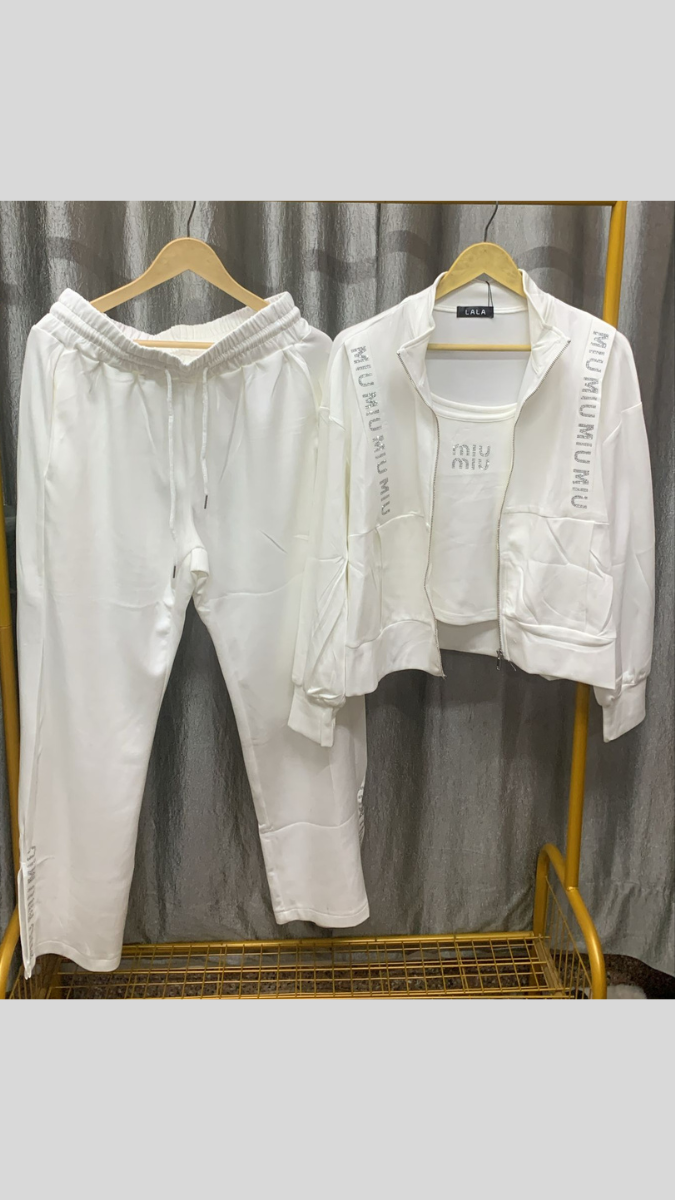 Chained Jacket With Crop Top And Pant Coord Set FC2392