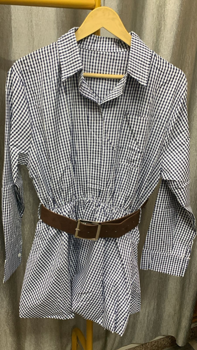 Checked  Dress With Belt FC2272