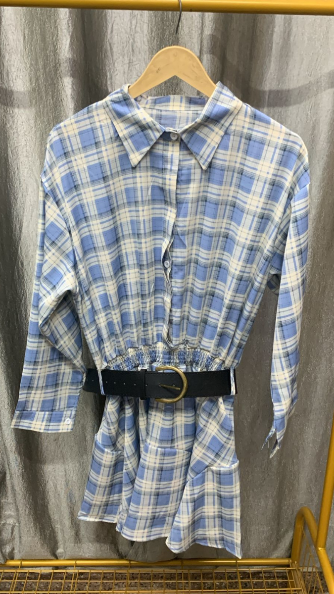 Checked  Dress With Belt FC2272
