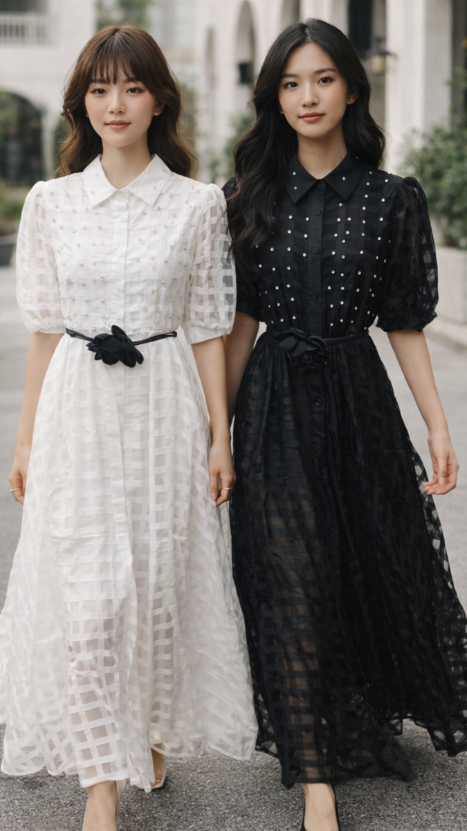 Checked Tired Half Sleeve Dress FC2287