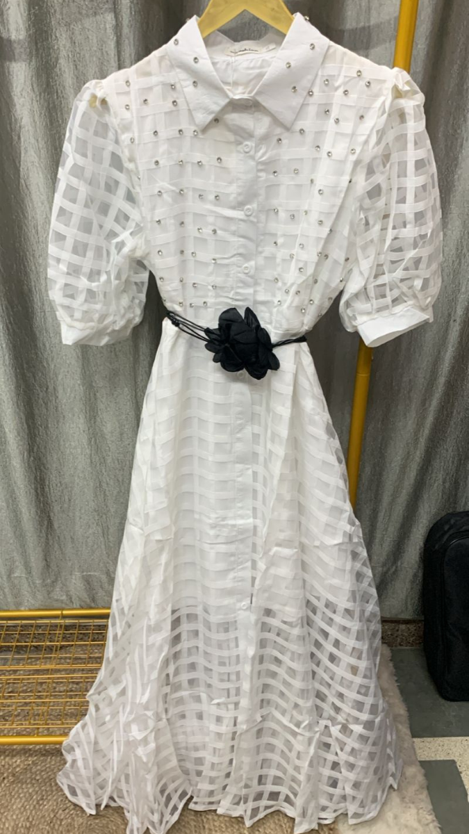 Checked Tired Half Sleeve Dress FC2287