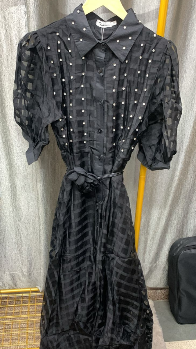 Checked Tired Half Sleeve Dress FC2287