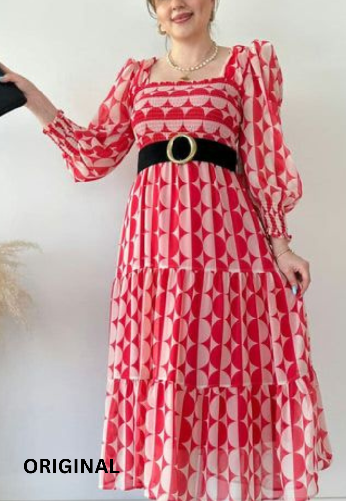 Chiffon Dress with Belt