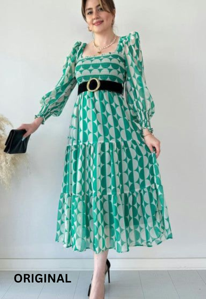 Chiffon Dress with Belt