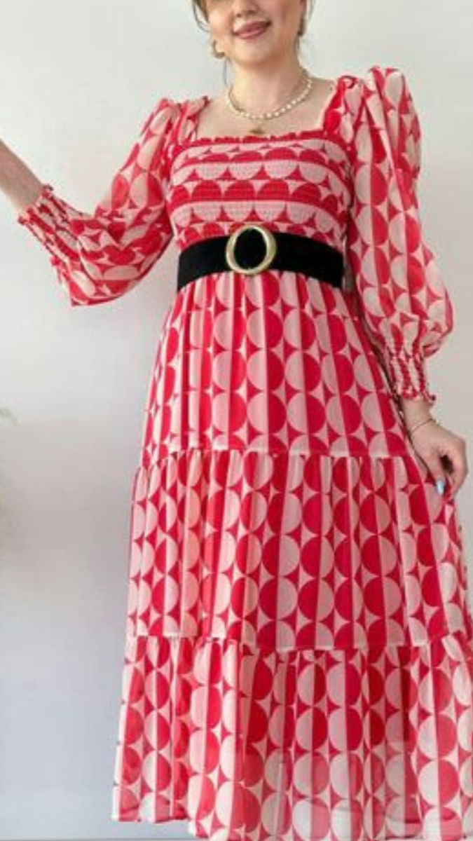  Chiffon Dress with Belt