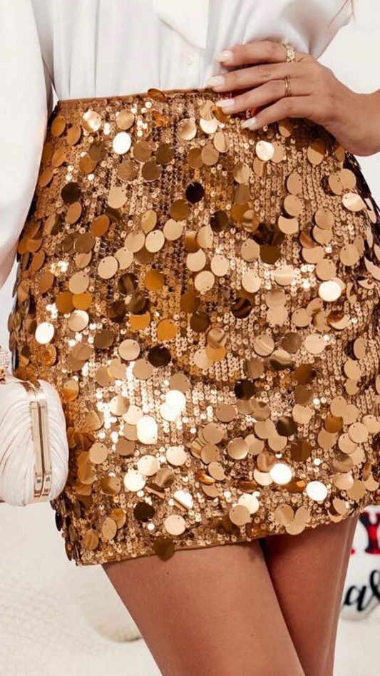 Coin Sequence Embedded Mini Skirt FC2493