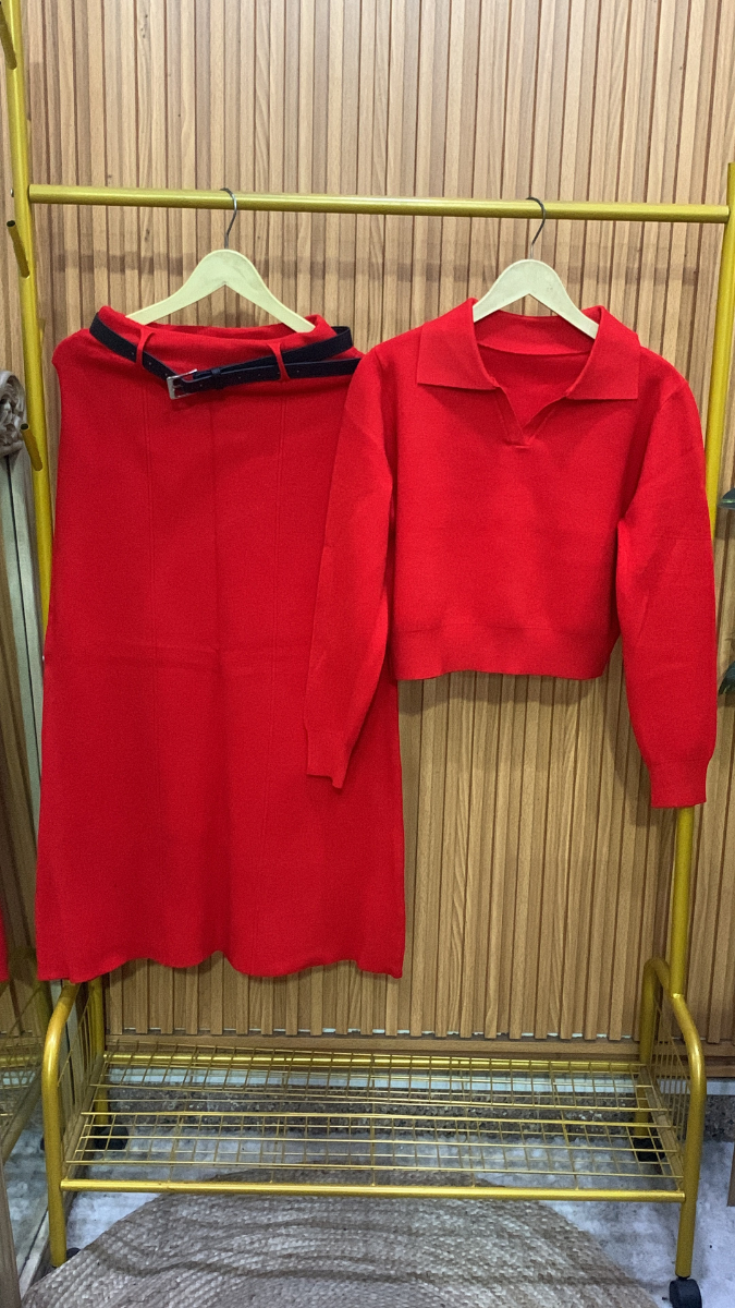 Collar Full Sleeve Top With A- Line Skirt FC1990