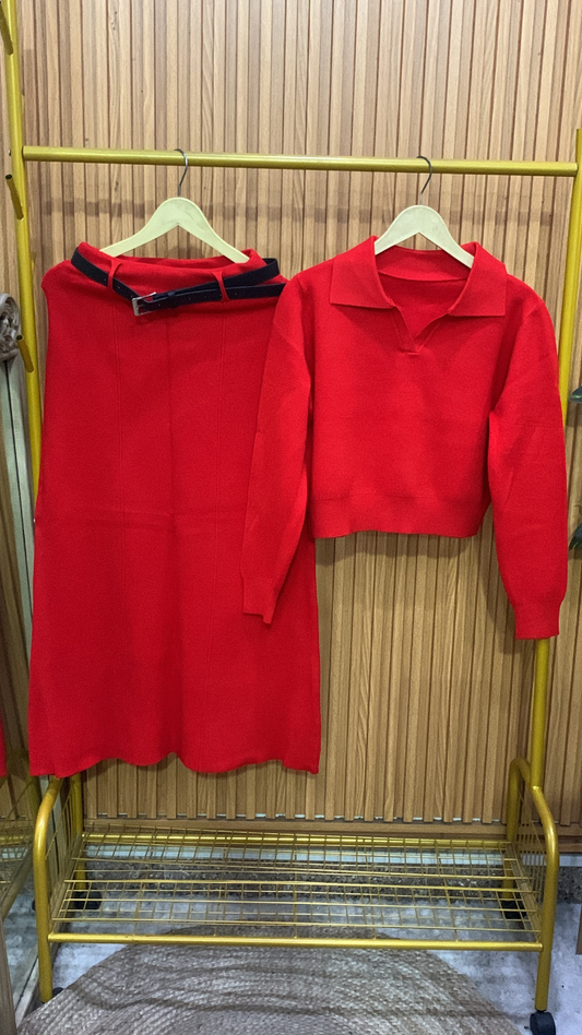 Collar Full Sleeve Top With A- Line Skirt FC1990