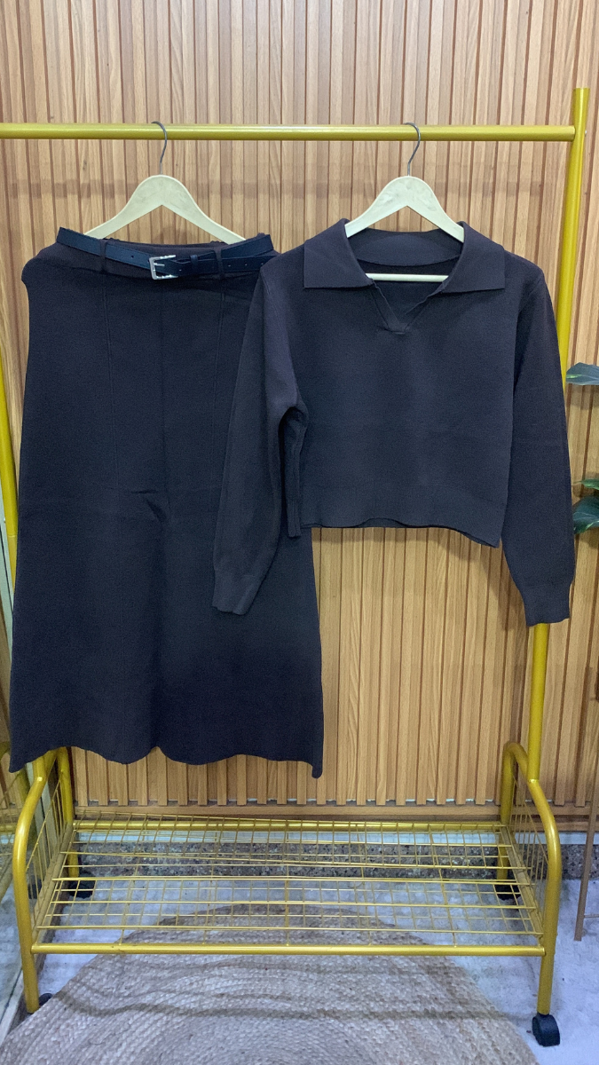 Collar Full Sleeve Top With A- Line Skirt FC1990