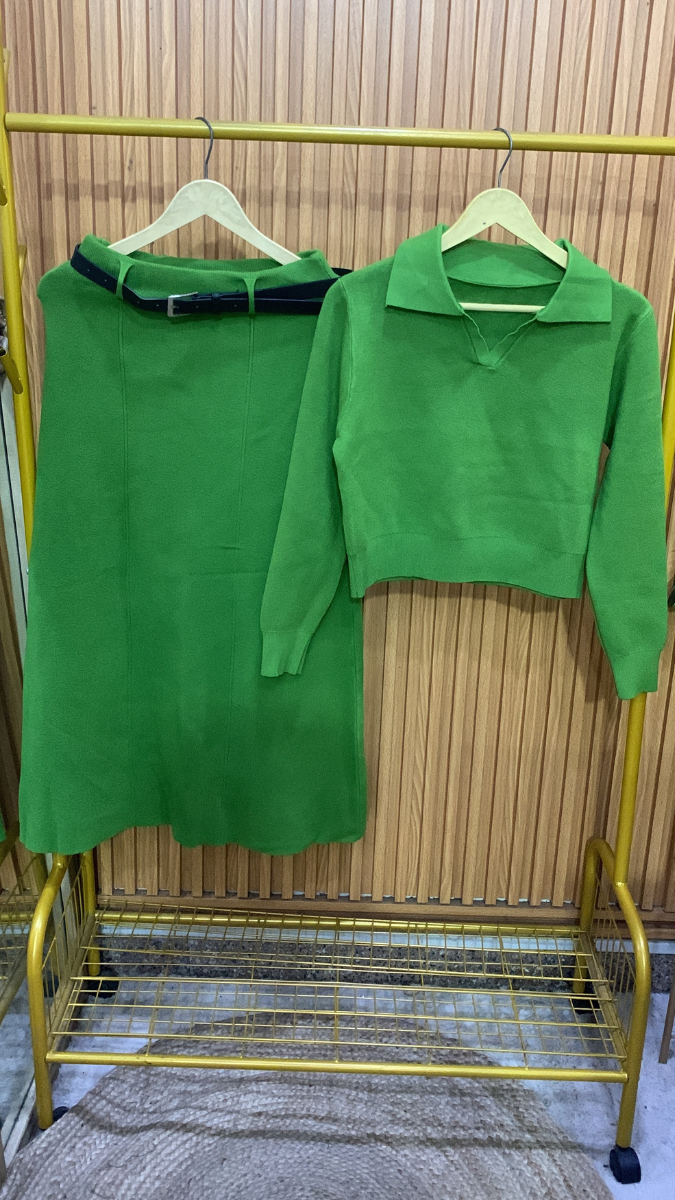 Collar Full Sleeve Top With A- Line Skirt FC1990