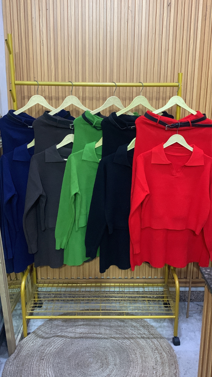 Collar Full Sleeve Top With A- Line Skirt FC1990