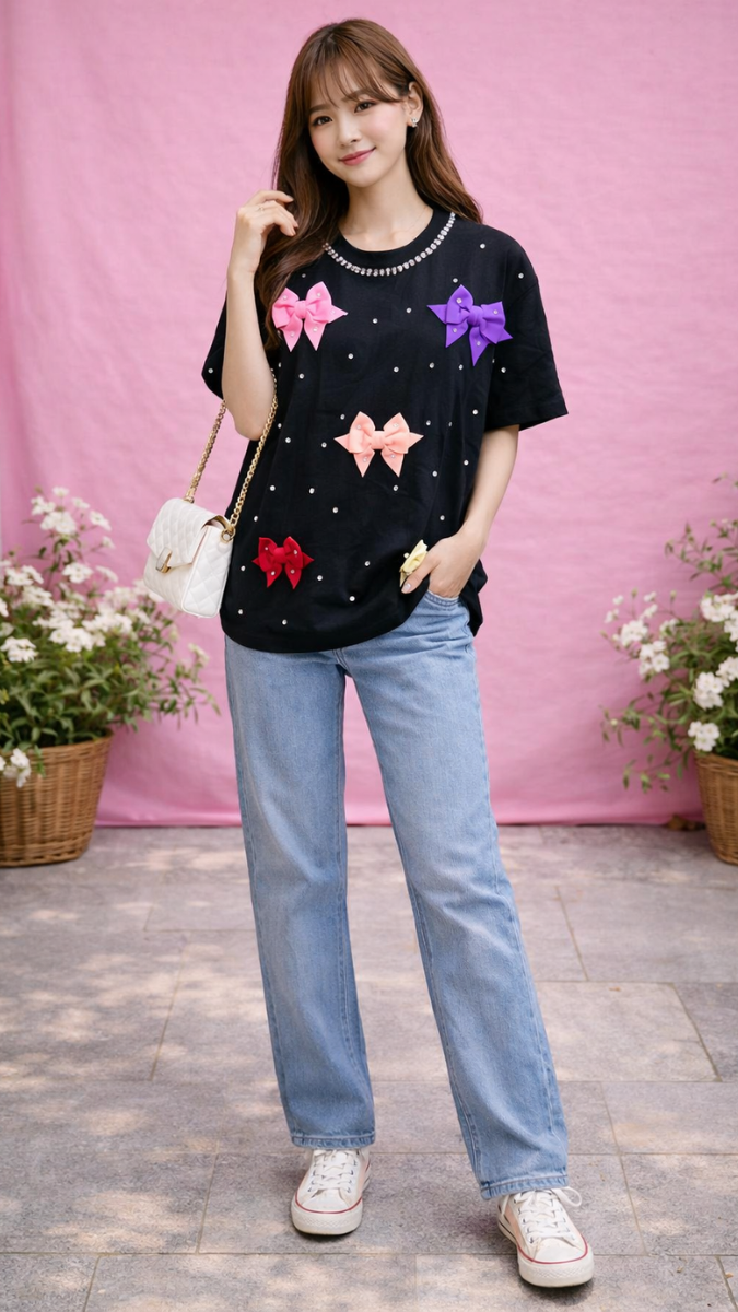 Colorful Bow With Rhinestone Embedded Top FC2264