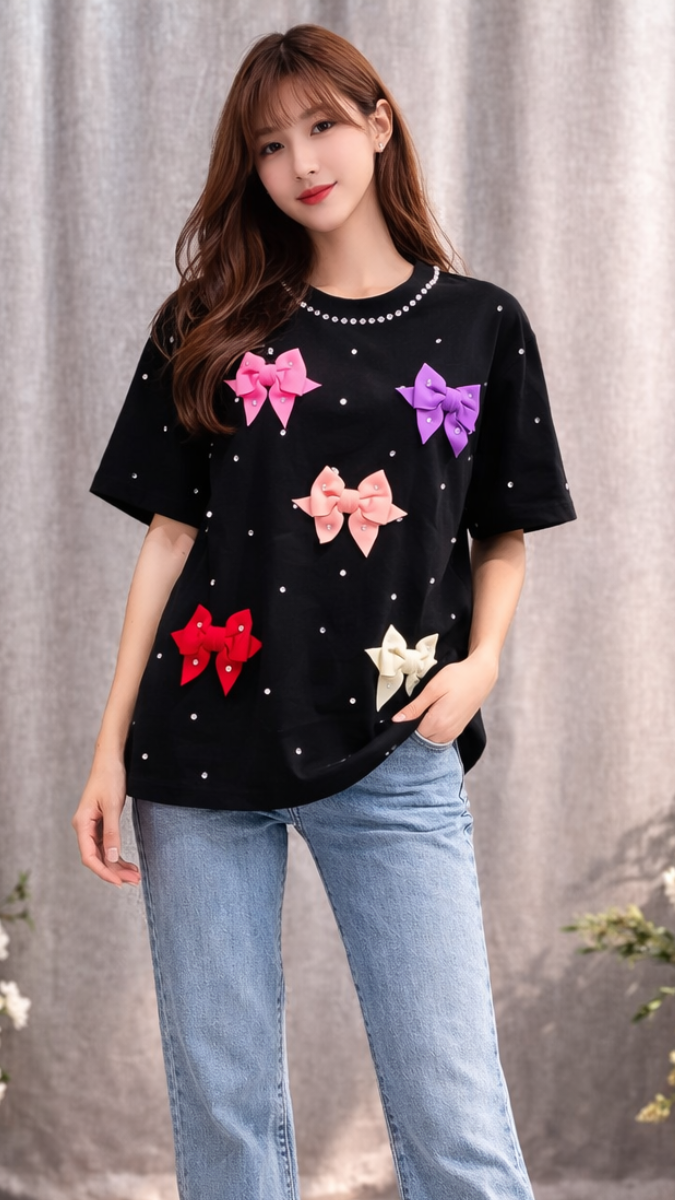 Colorful Bow With Rhinestone Embedded Top FC2264
