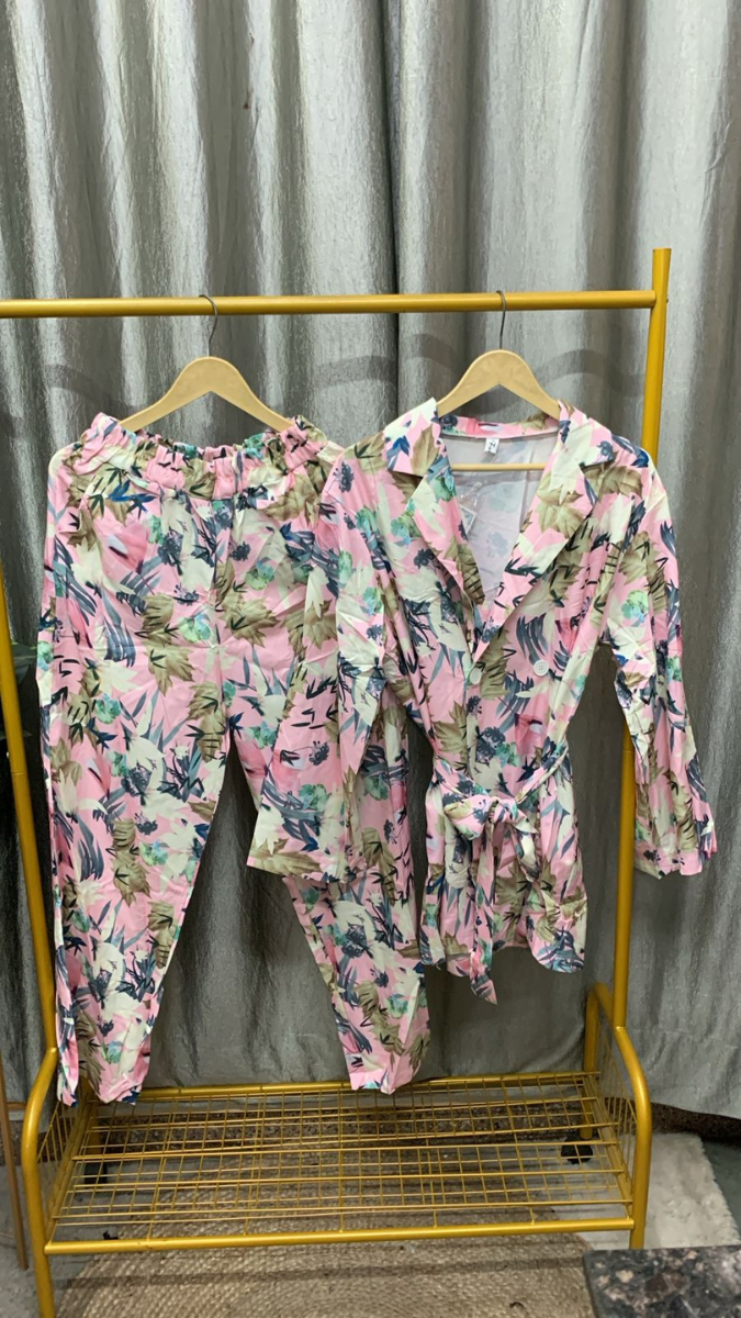 Colorful Printed Collared Coord Set FC2345