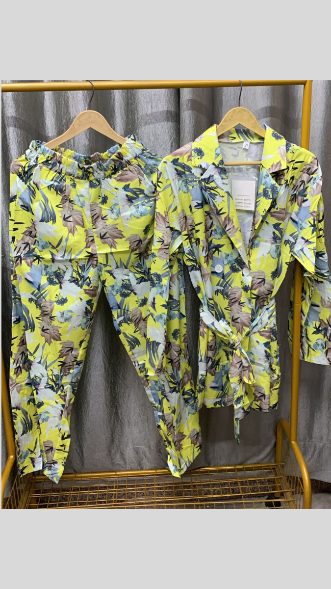 Colorful Printed Collared Coord Set FC2345