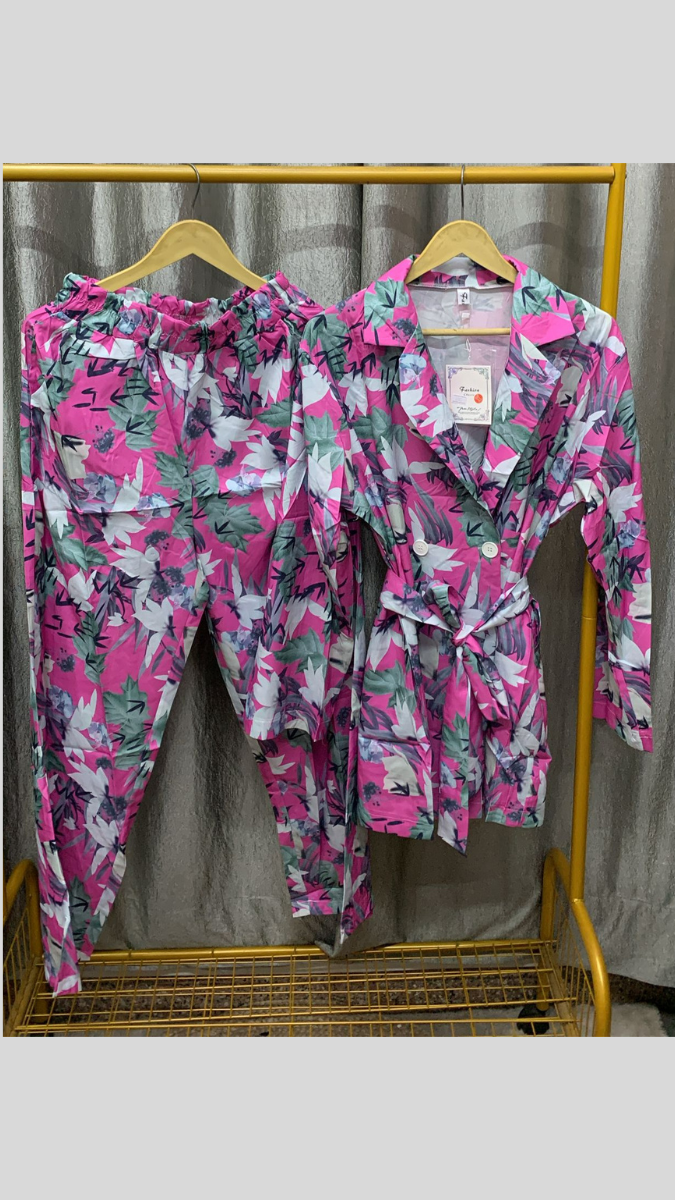 Colorful Printed Collared Coord Set FC2345