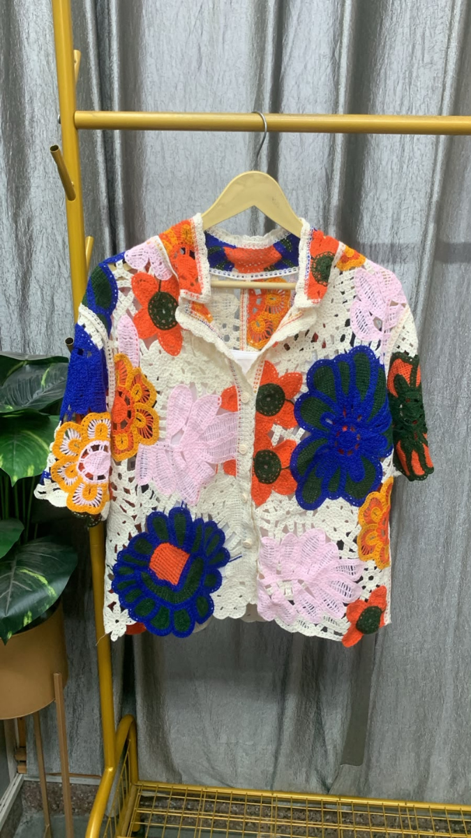 Colorful See Through Half Sleeve Shirt FC2596