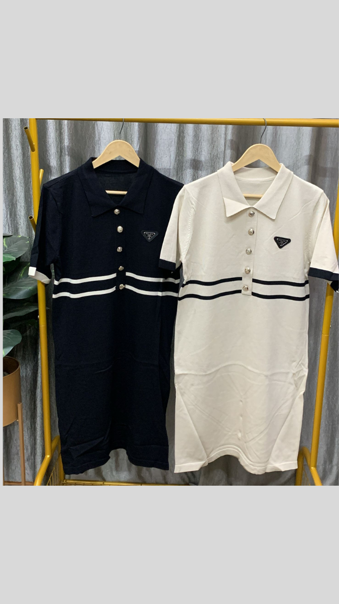 Coordinated Color Stripe A-Line T-shirt Dress FC2348