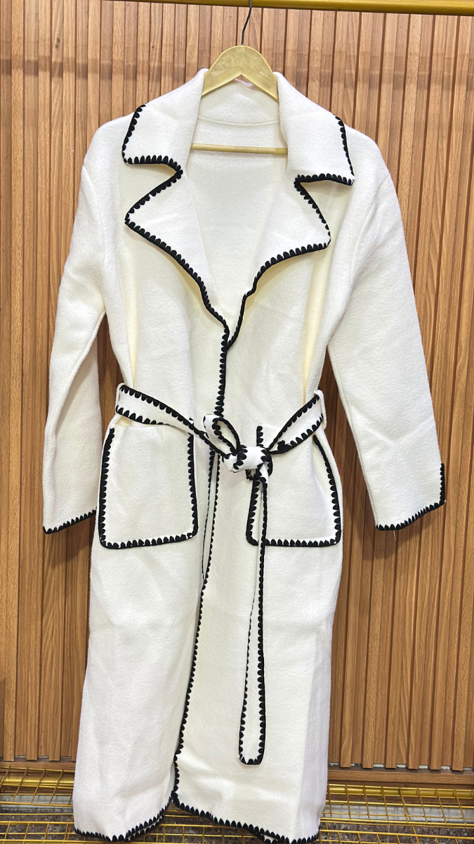 Crochet Border Two Pockets Long Coat FC1993