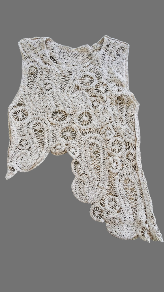 Crochet Uneven Top With A-line Skirt Set FC2432