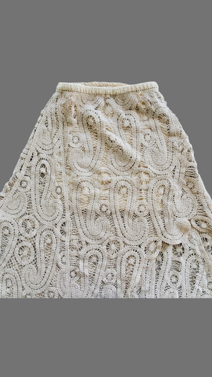 Crochet Uneven Top With A-line Skirt Set FC2432