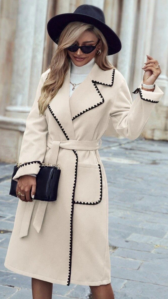 Crochet Border Two Pockets Long Coat FC1993