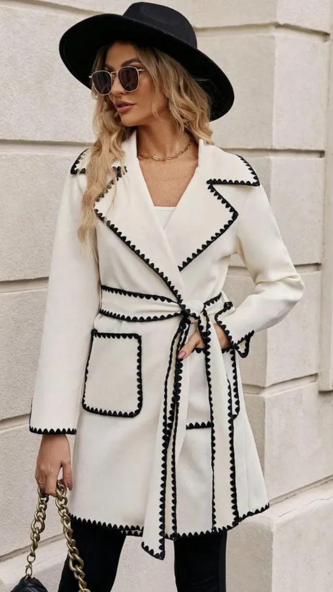 Crochet Border Two Pockets Long Coat FC1993