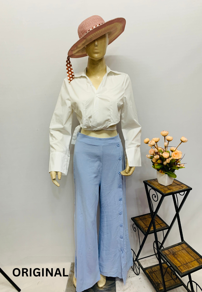 Crop Shirt And Wide Pant Co- Ord Set