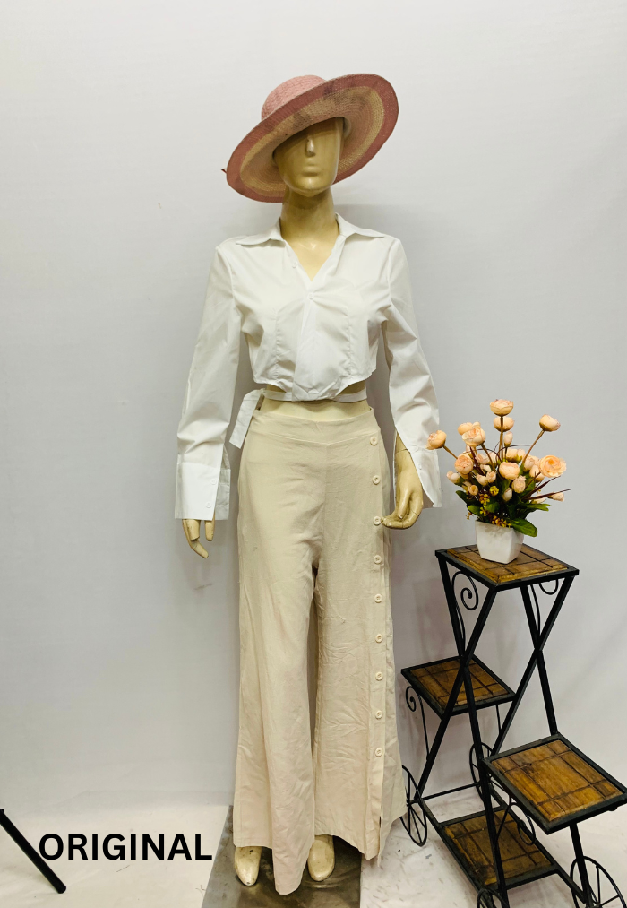 Crop Shirt And Wide Pant Co- Ord Set