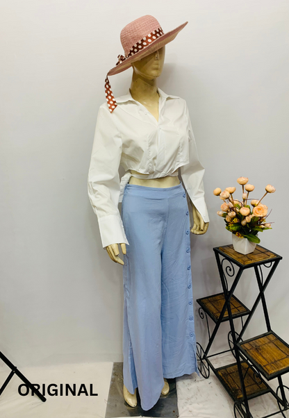 Crop Shirt And Wide Pant Co- Ord Set