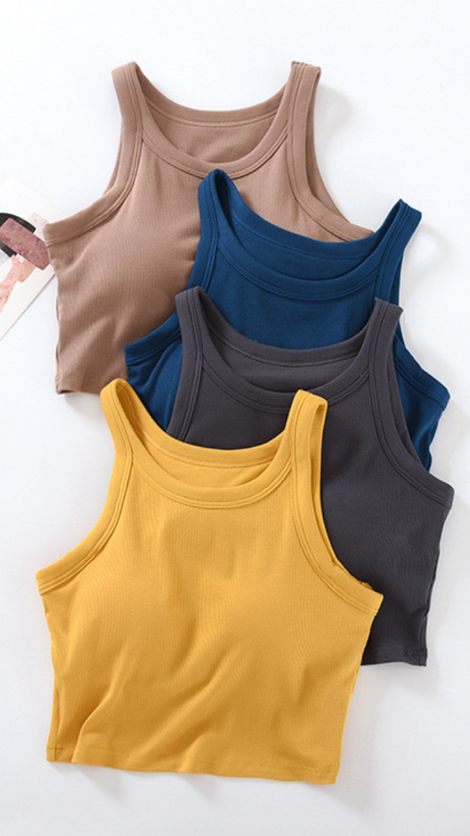 Crop Tank Top With Inbuilt Bra FC1784