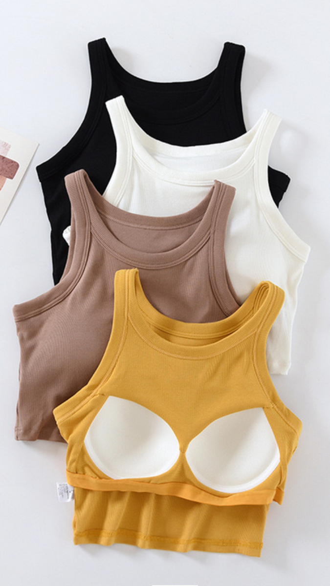 Crop Tank Top With Inbuilt Bra FC1784