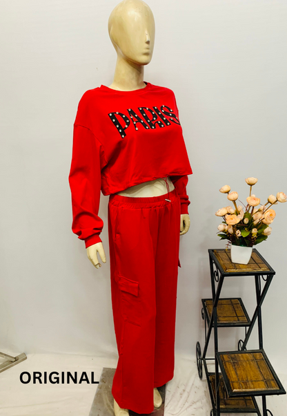 Crop Top and Wide Pant Co- Ord Set