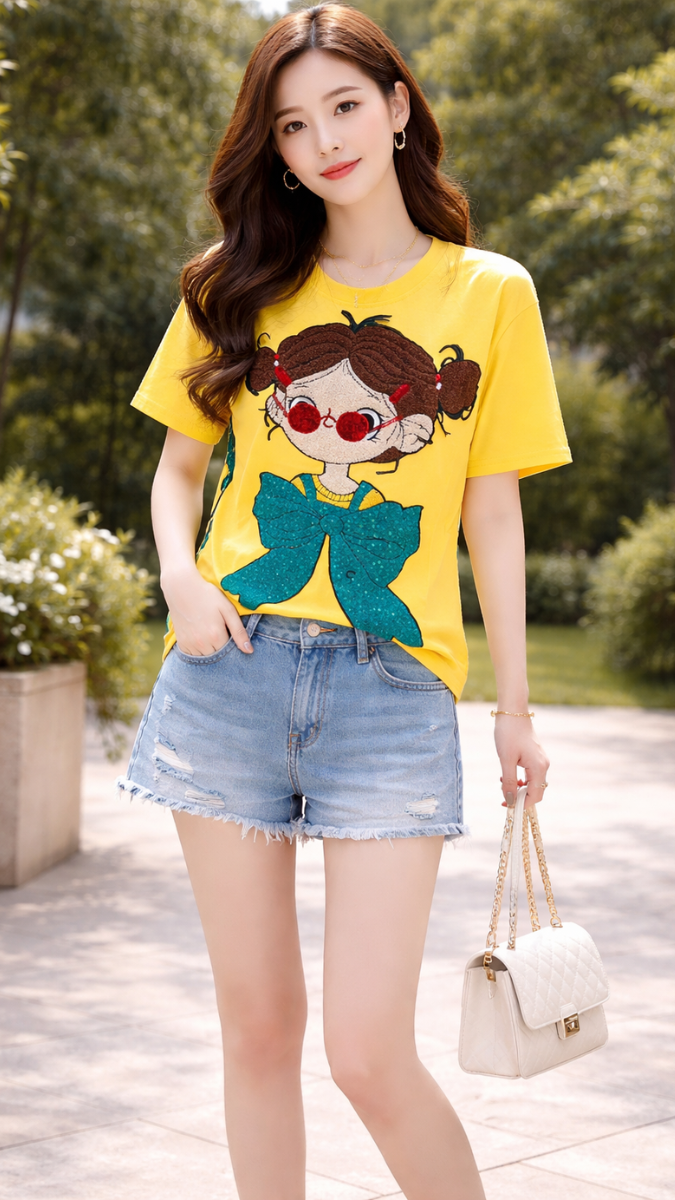 Curly Hair Baby Printed T-Shirt FC2415
