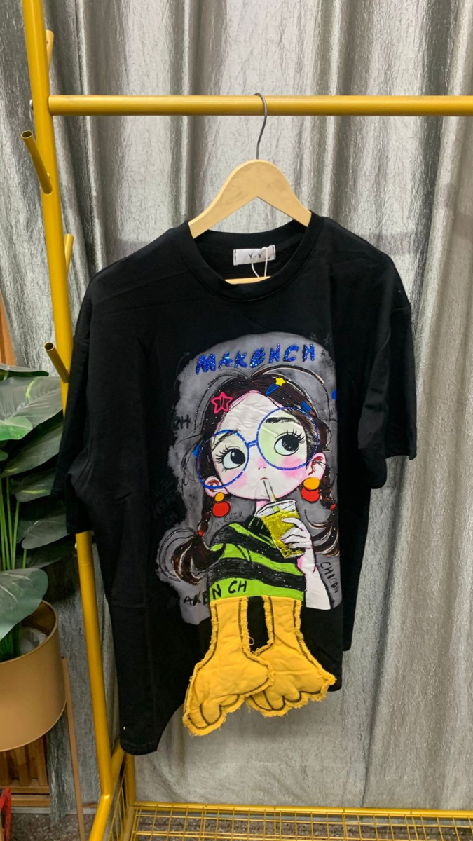 Cute Girl Printed Round Neck Half Sleeve Top FC2438