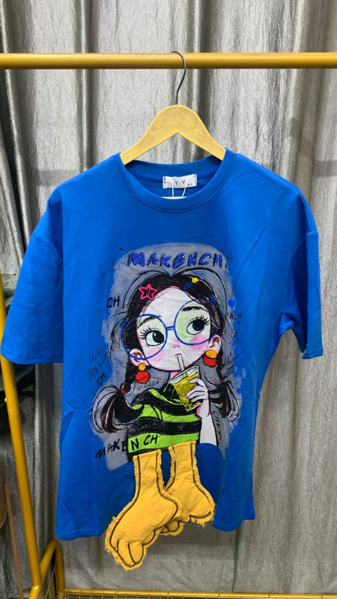 Cute Girl Printed Round Neck Half Sleeve Top FC2438