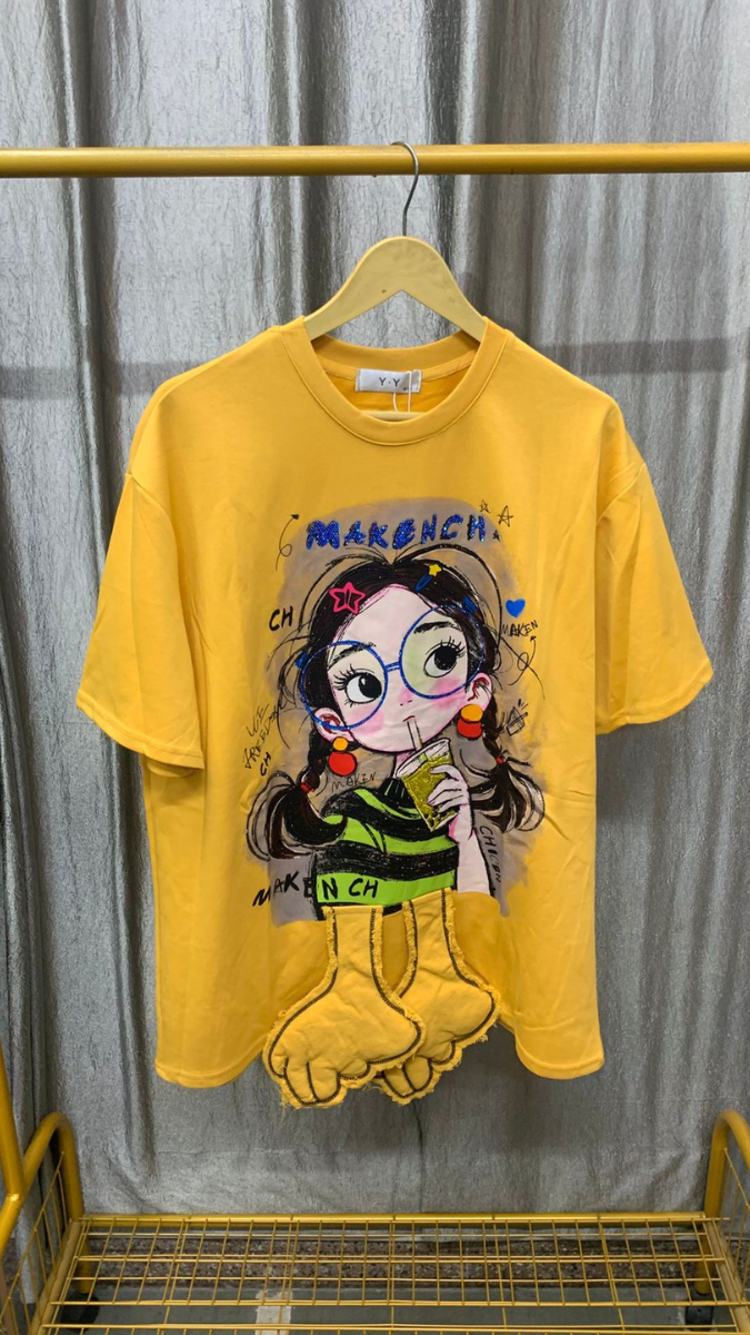 Cute Girl Printed Round Neck Half Sleeve Top FC2438