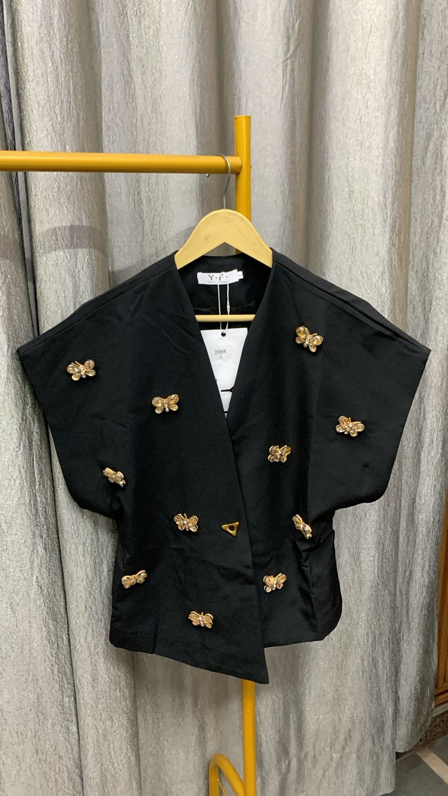 Rhinestone Design Embedded  V Neck Blazer FC1921