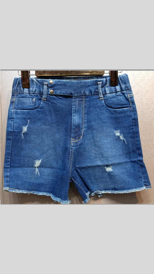 FC Denim Blue Solid Women Jean Shorts
