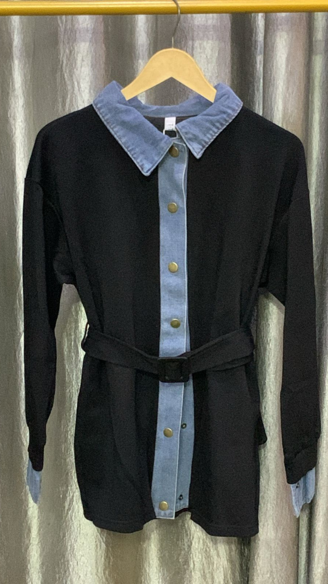 Denim Collar Front Button Mini Dress FC2179