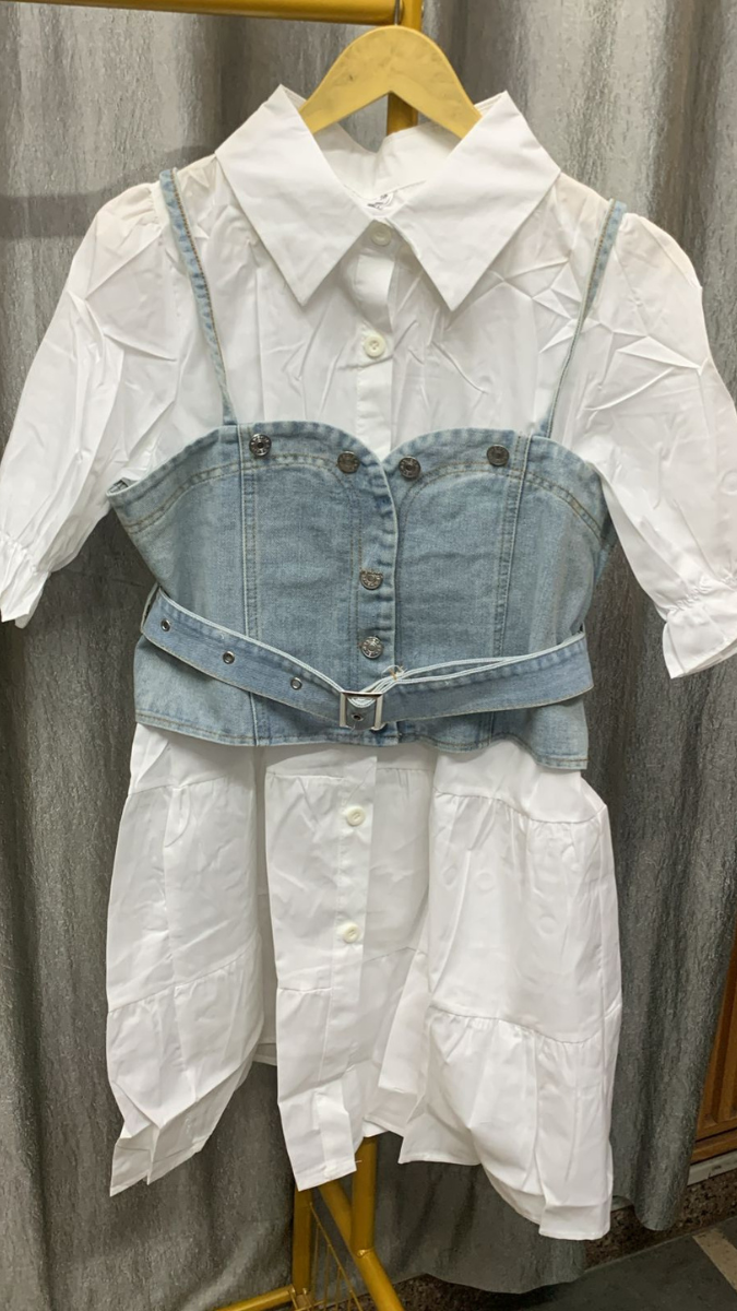 Denim Corset With Plain Shirt FC2281