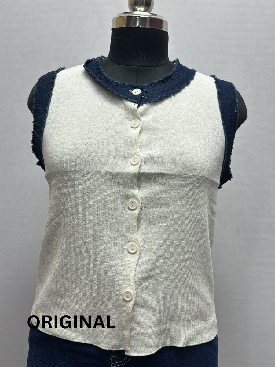 Denim Design Neckline Winter Top FC1521