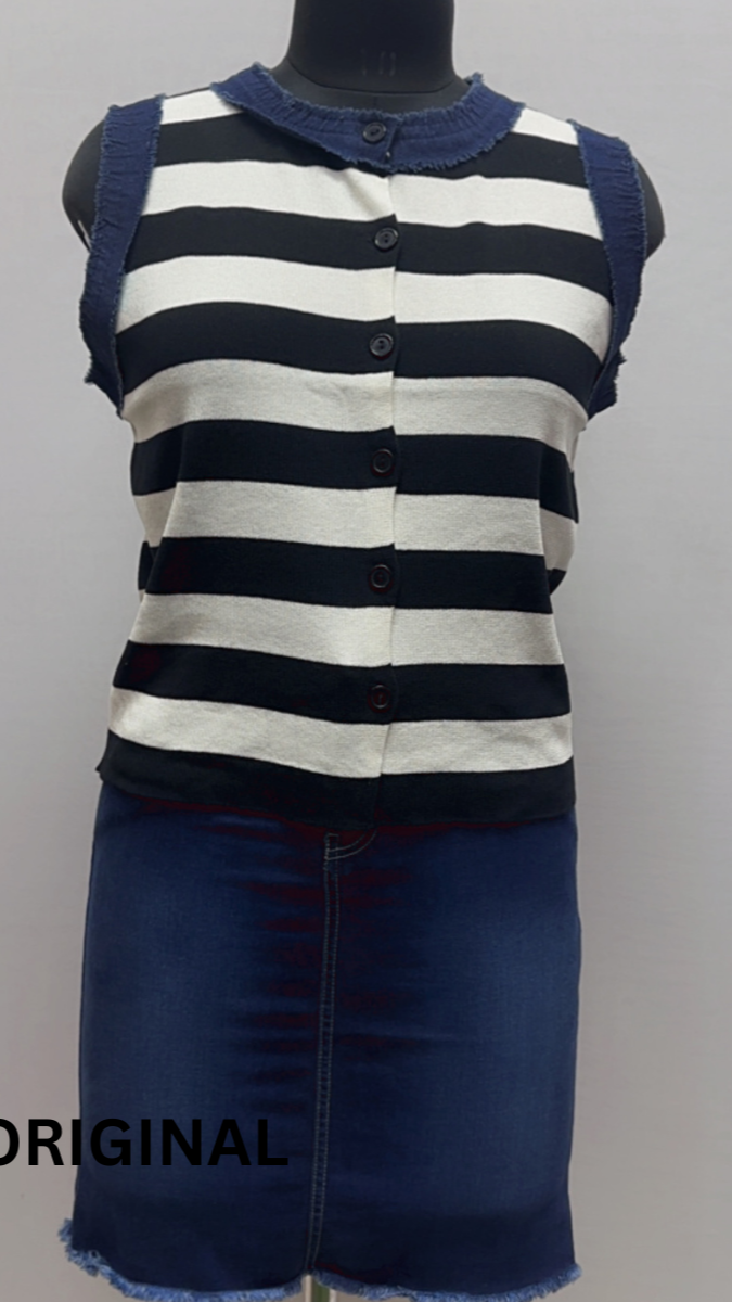 Denim Design Neckline Winter Top FC1521