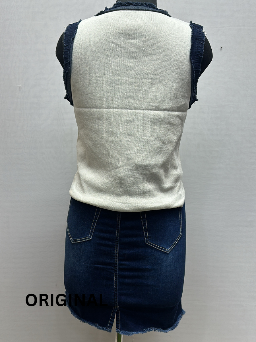 Denim Design Neckline Winter Top FC1521