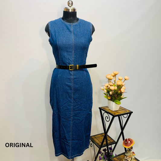 Denim Dress With Belt