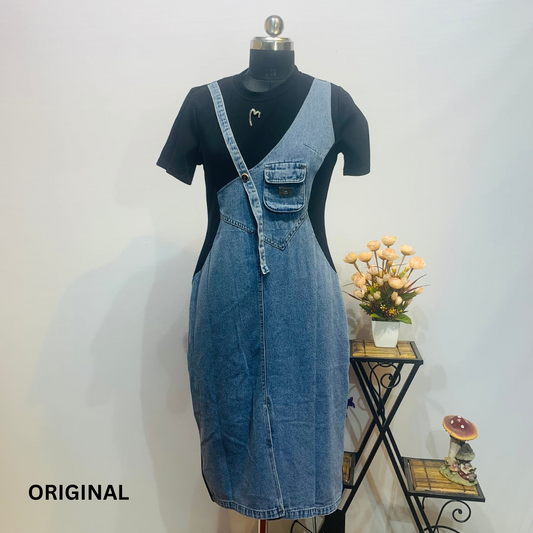 Denim Dress With Front Slit